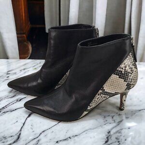 Linea Paolo Nice Pointed Toe Heel Bootie Snake & Black Leather Women’s 9.5